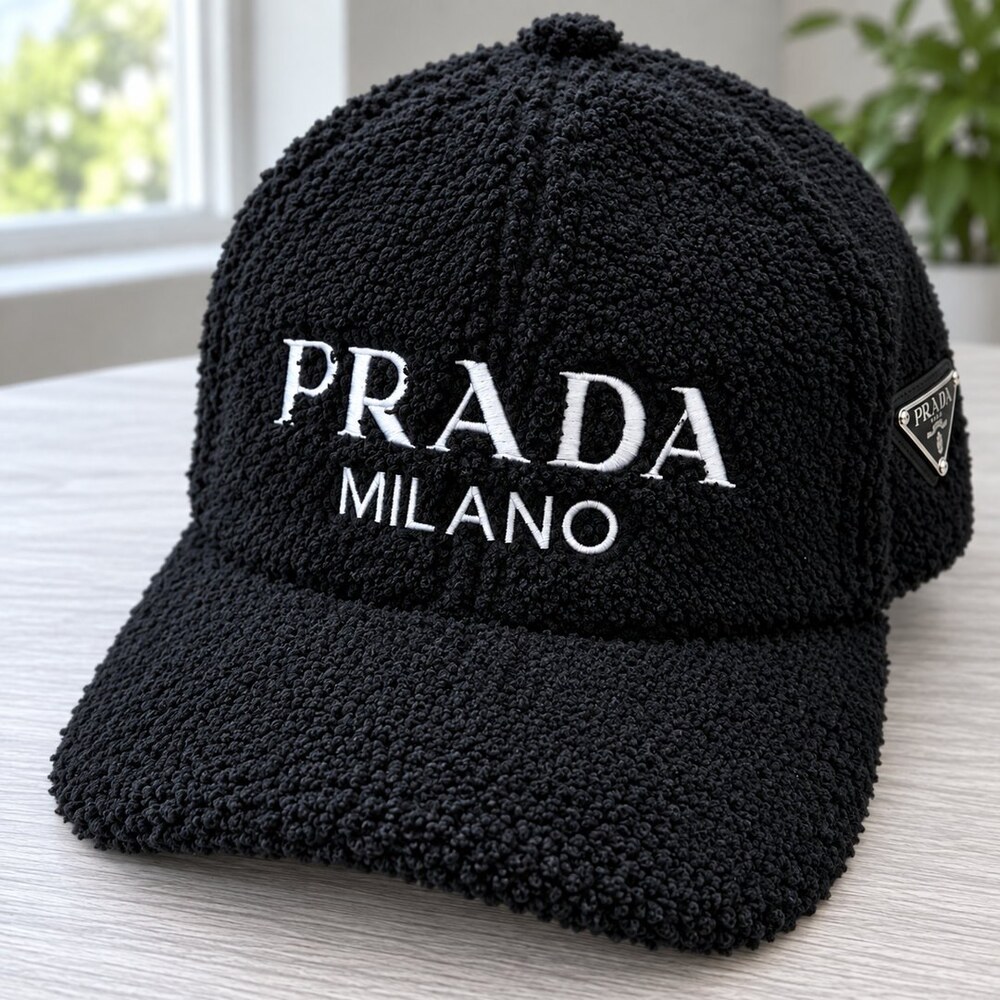 Prada Black Textured Logo Baseball Cap - Picture 6 of 6